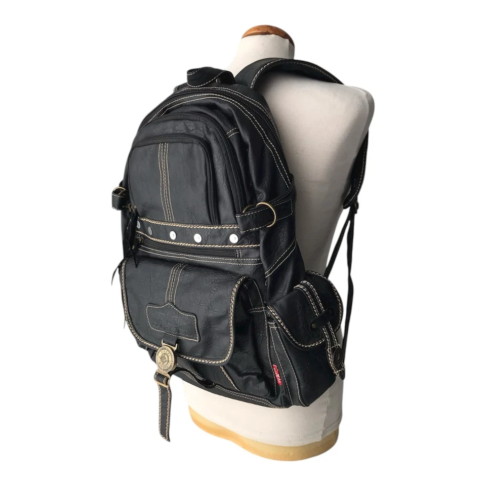 DIESEL винтажный черный рюкзак гранж киберпанк авангард темно военный Y2K 00s - Изображение 2 из 4