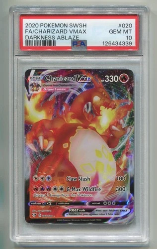 2020 POKEMON TCG SWSH DARKNESS ABLAZE CHARIZARD VMAX 020/189 FULL ART PSA 10 B