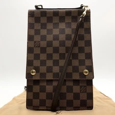 Louis Vuitton Damier Portobello PM Shoulder Bag Brown Canvas Vintage Authentic