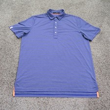 RLX Ralph Lauren Polo Shirt Mens Large Blue Striped Golf Performance Preppy