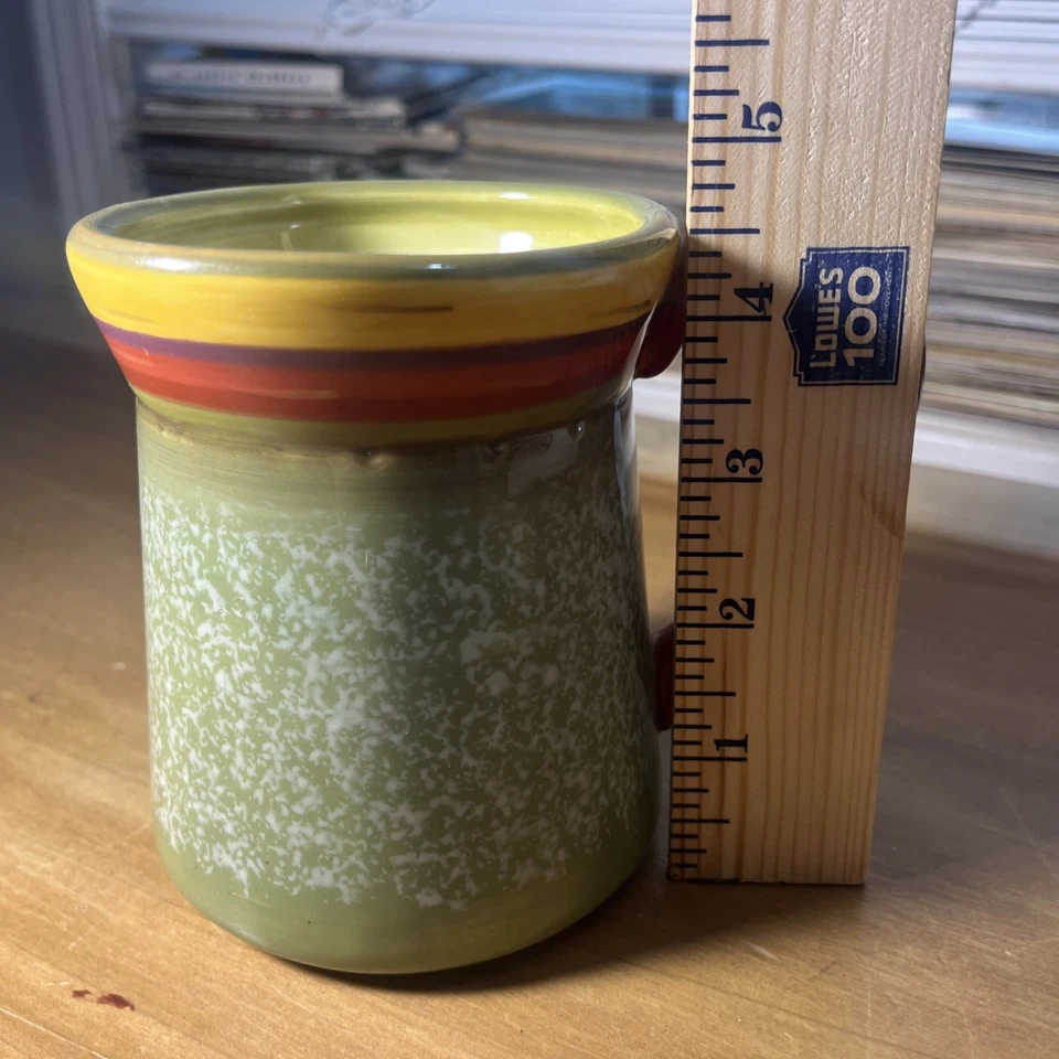 Clay Art Pottery Coffee Mug Cup Speckled Green Terra Cotta Handle - Image 3 of 3