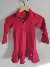 POLO RALPH LAUREN GIRLS HOLIDAY DRESS SZ 5 RED WITH RUFFLED HEM