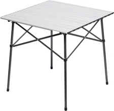 Lightweight Aluminum Folding Square Table Roll up Top 4 People Compact Table wit