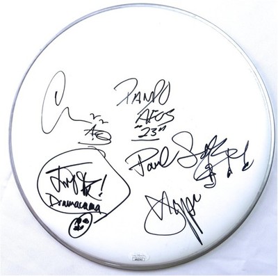 A Flock of Seagulls Band Signed Autographed 12'' Drumhead Score Pando JSA AM27745