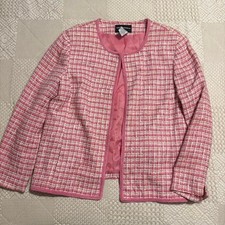 Vintage Preppy Sag Harbor pink plaid cotton office jacket