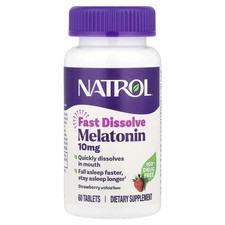 Natrol Melatonin Fast Dissolve Sleep Aid Tablets, Strawberry, 10 mg, 60 Count