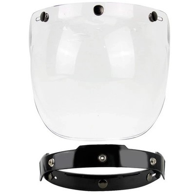 Open Face Helmet Bubble Visor Vintage Retro 3/4 Helmets Face Shield Len 3-Snap
