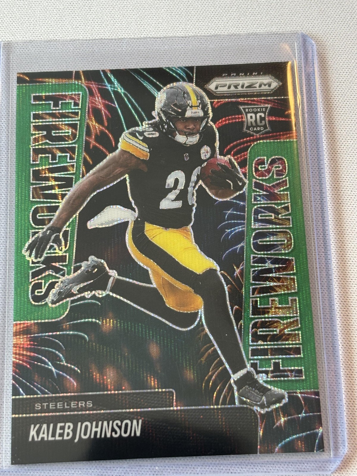 2025 Panini Prizm #4 Kaleb Johnson Fireworks Green Wave