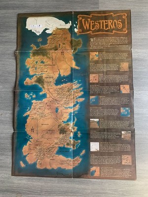 Westeros Continent Map ONLY Insert from 2003 Dragon Magazine #307 Condition Fair