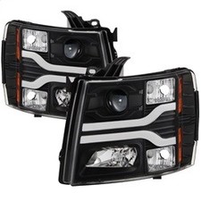 Spyder Auto 5083609 Black/Clear Light Bar Headlights for 07-13 Silverado 1500