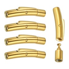 5Pcs Bracelet Clasp, 2mm Hole Stainless Steel Leather Cord End Clasp Shiny Gold