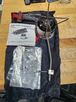 MSR XGK Expedition Stove Silver Portable Gas 1 Burner w/ Manual & Accessory Tool