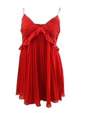 MICHAEL Michael Kors Women's Pleated Chain-Strap Dress (12, Crimson)