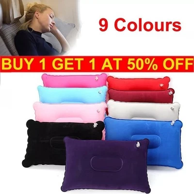 Camping-Soft-Inflatable-Pillow-Beach-Sunbed-Travel-Neck-Cushion-Pillow-Reuse-1PC - Photo 1/4