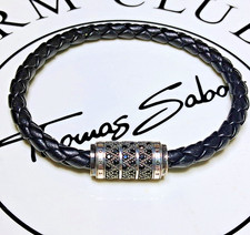 Thomas Sabo Rebel Leder Armband schwarz Zirkonia  zickzack UNISEX WNEU  TS-OVP