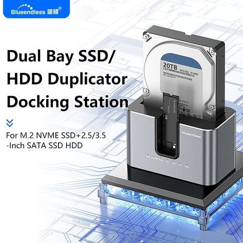Dual Bay SSD/HDD Duplicator Docking Station für M.2 NVME SSD SATA SSD HDD