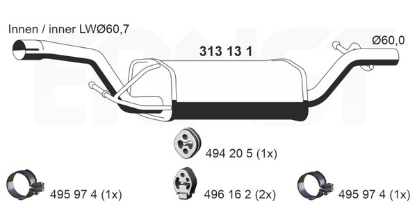 MittelschalldäMpfer Ernst 313131 FüR Volvo Ford DM2 Focus S40 V50 MAX 2 Turnier-image