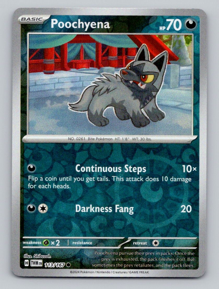 Reverse Holo Poochyena 113/167 Common Twilight Masquerade Pokemon