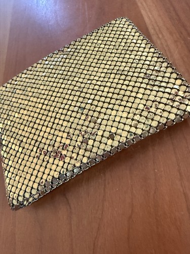 VTG 1940's Whiting & Davis Gold Mesh Unisex Bi-fold Tab Wallet Style USA - Picture 3 of 8