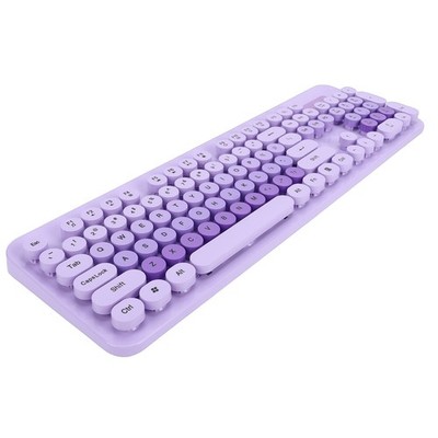 104 Keys Wireless Cute Keyboard Typewriter Style Retro Round Keycaps For PC BAK