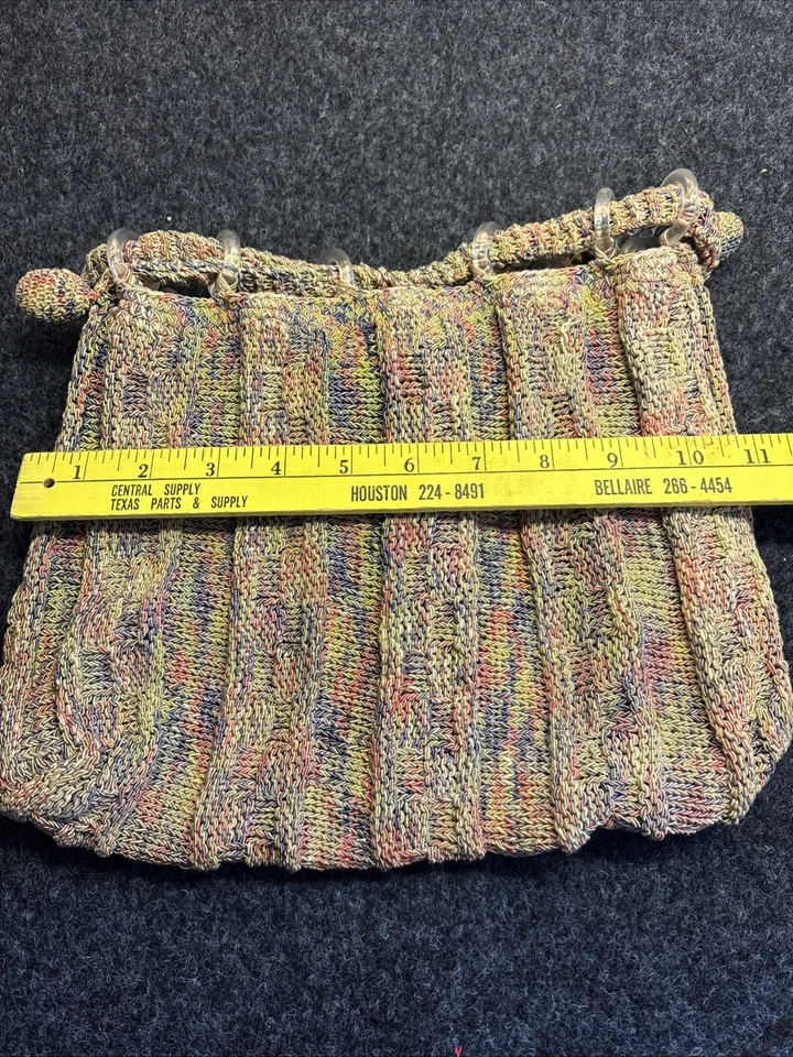 Bolso de hombro pequeño hobo multicolor hippie de ganchillo Foto 4 de 4