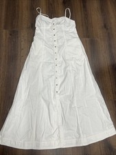 Free People Just Jill Maxi Dress Womens L White Button Front A-Line Modest MNM53
