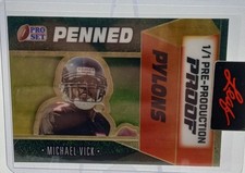 Marketplace image: 2024 Leaf Pro Set Metal Penned Gold Superfractor Michael Vick Prod Proof 1/1