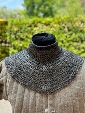 Stainless Steel Chainmaile Gorget 9MM Flat Ring Medieval Chainmail Collar Neck