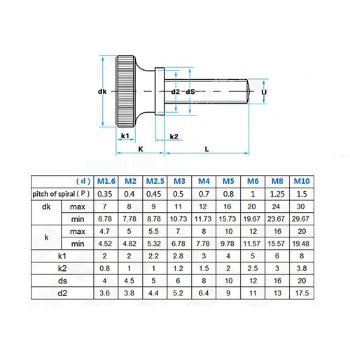 Tornillos moleteados M2 M3 M4 M5 M6 tornillos de ajuste tornillos para pulgar tornillo de acero inoxidable - Imagen 7 de 12