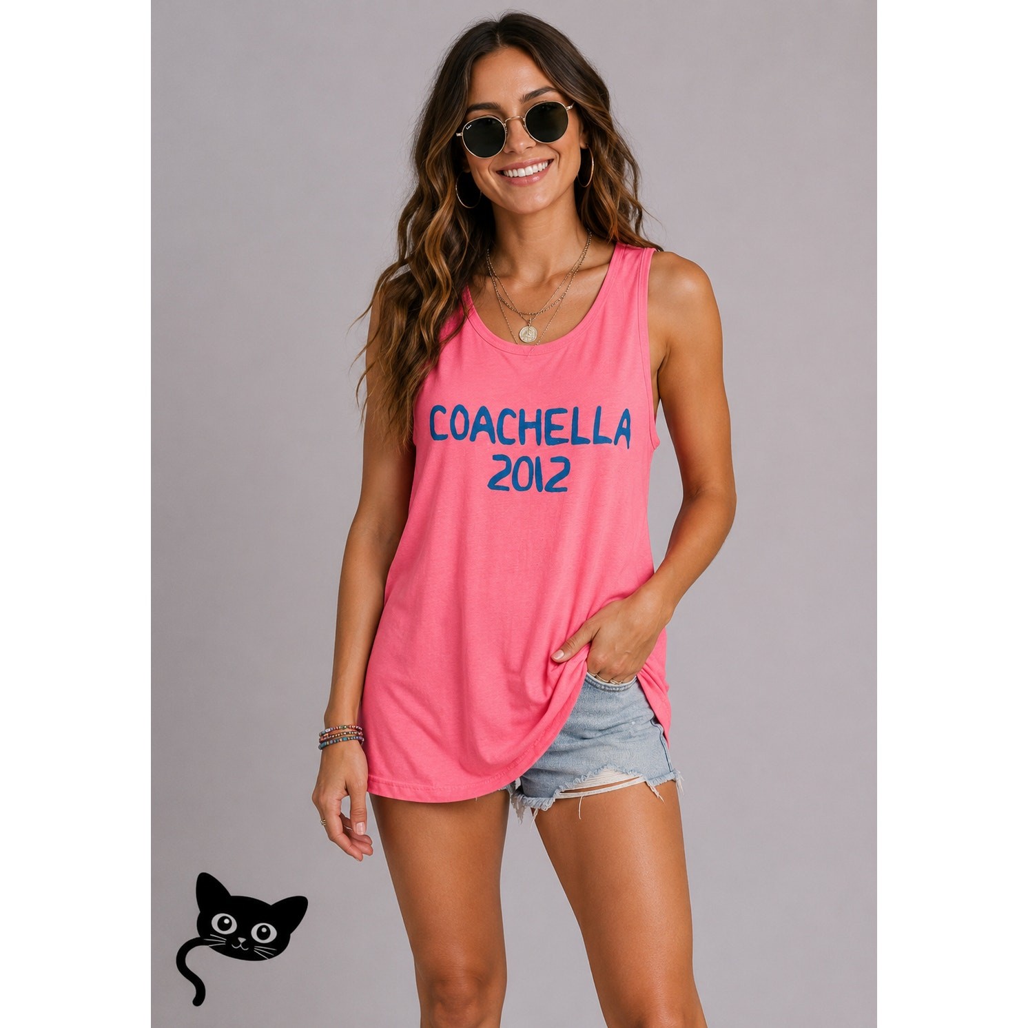 RARE American Apparel Florescent Pink Coachella 2012 Festival Tank Unisex M image 3