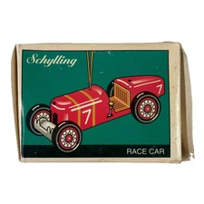 Schylling Red Race Car #7 Miniature 4” Tin Toy Ornament 1998