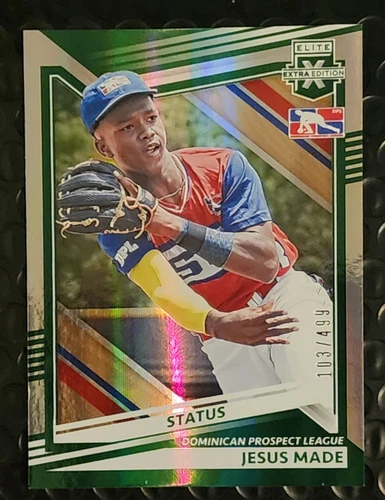 2022 Panini Elite Extra Edition Jesus Made Status Green /499 DPL #187 Brewers