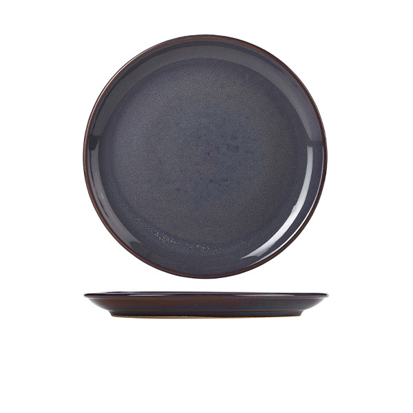 Terra Stoneware Rustic Blue Coupe Plate For Restaurants Cafes 24cm Pack of 6