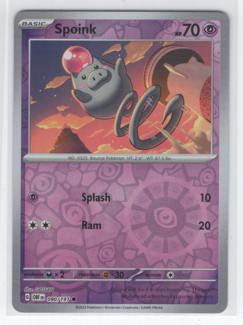 #90 2023 Obsidian Flames Spoink Reverse Holo