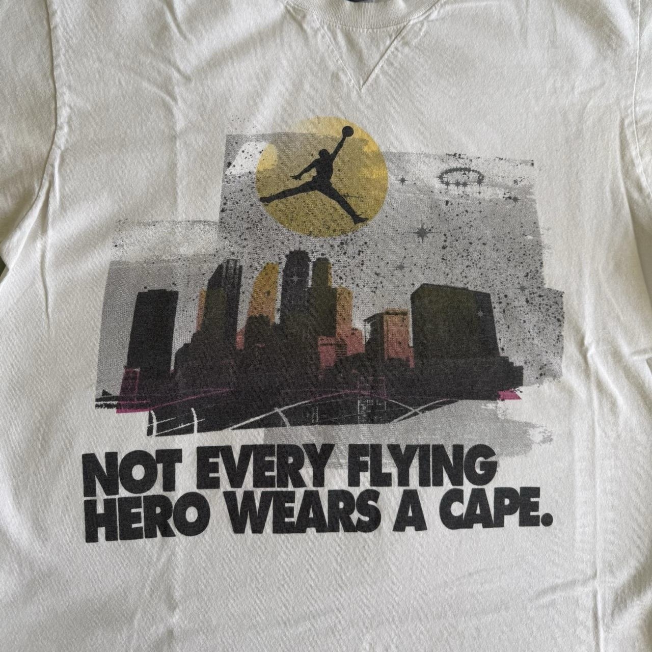 Retro Y2k Air Jordan brand white Jumpman t-shirt Large Superhero thumbnail 3