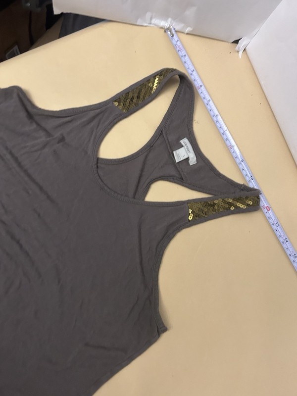 Old Navy Women's Tanktop gray with brass color shiny top Small