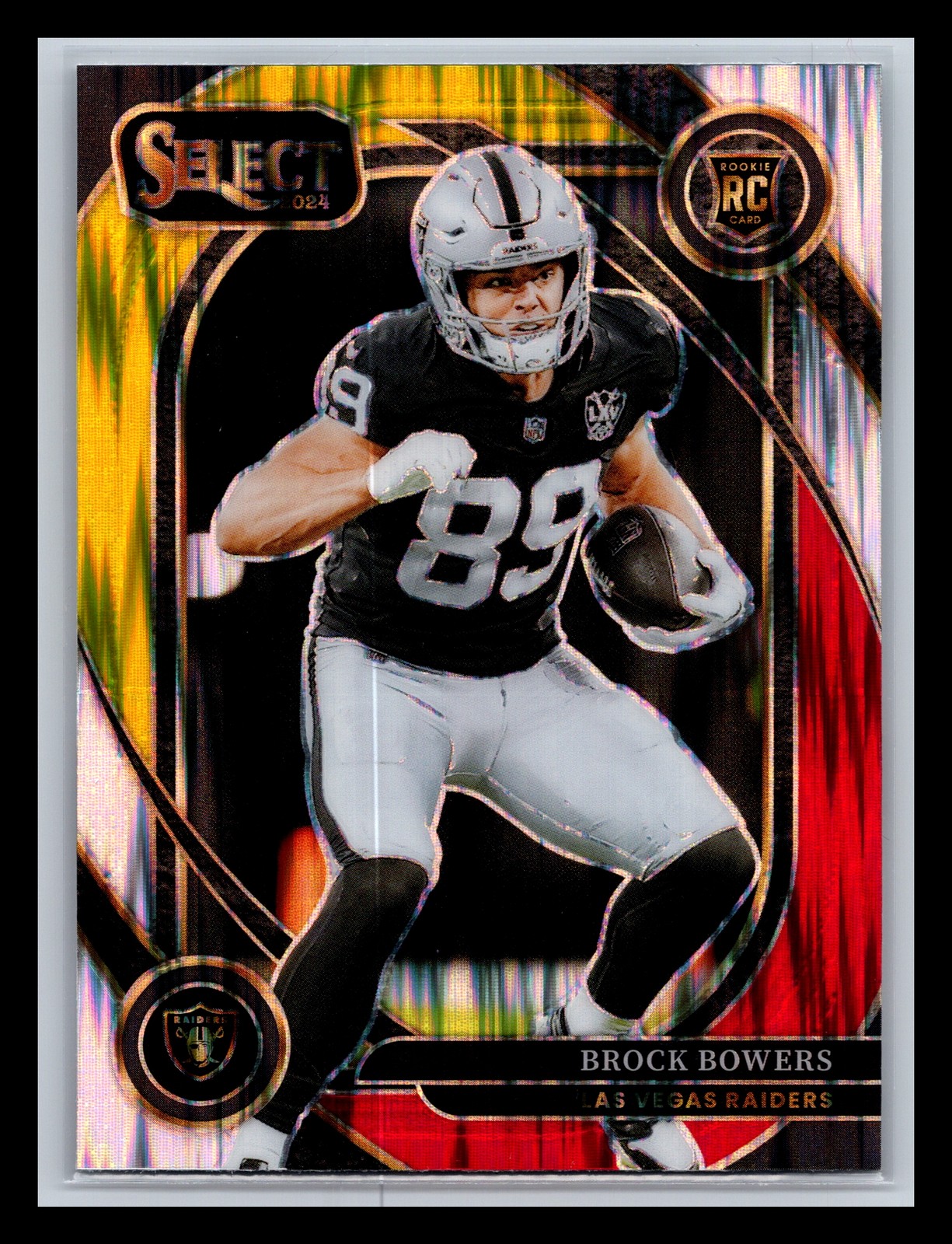 Brock Bowers Rookie Las Vegas Raiders 2024 Panini Select #222 Red & Yellow Shock