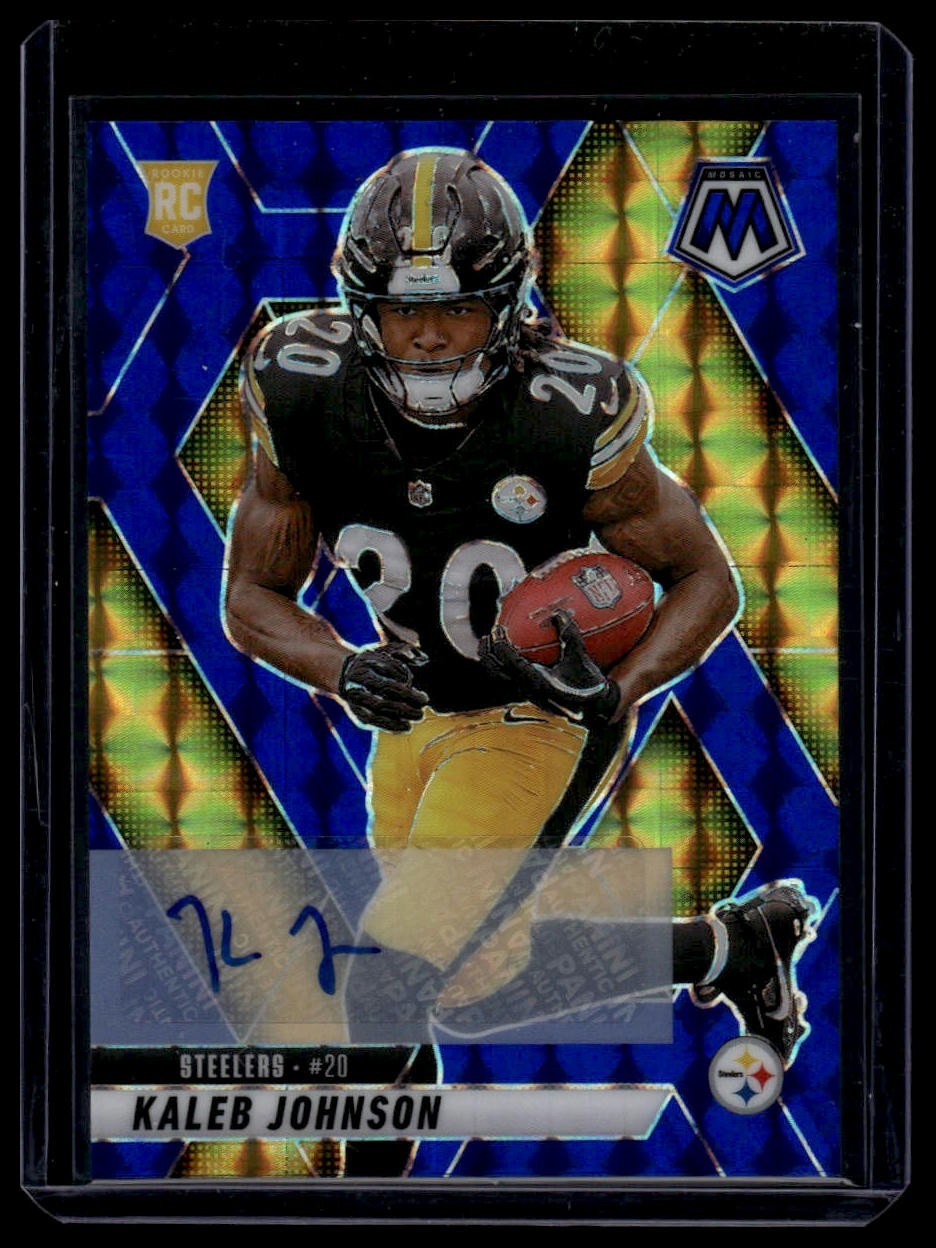 2025 Panini Mosaic Kaleb Johnson Rookie Auto Blue Prizm /99 RC #315