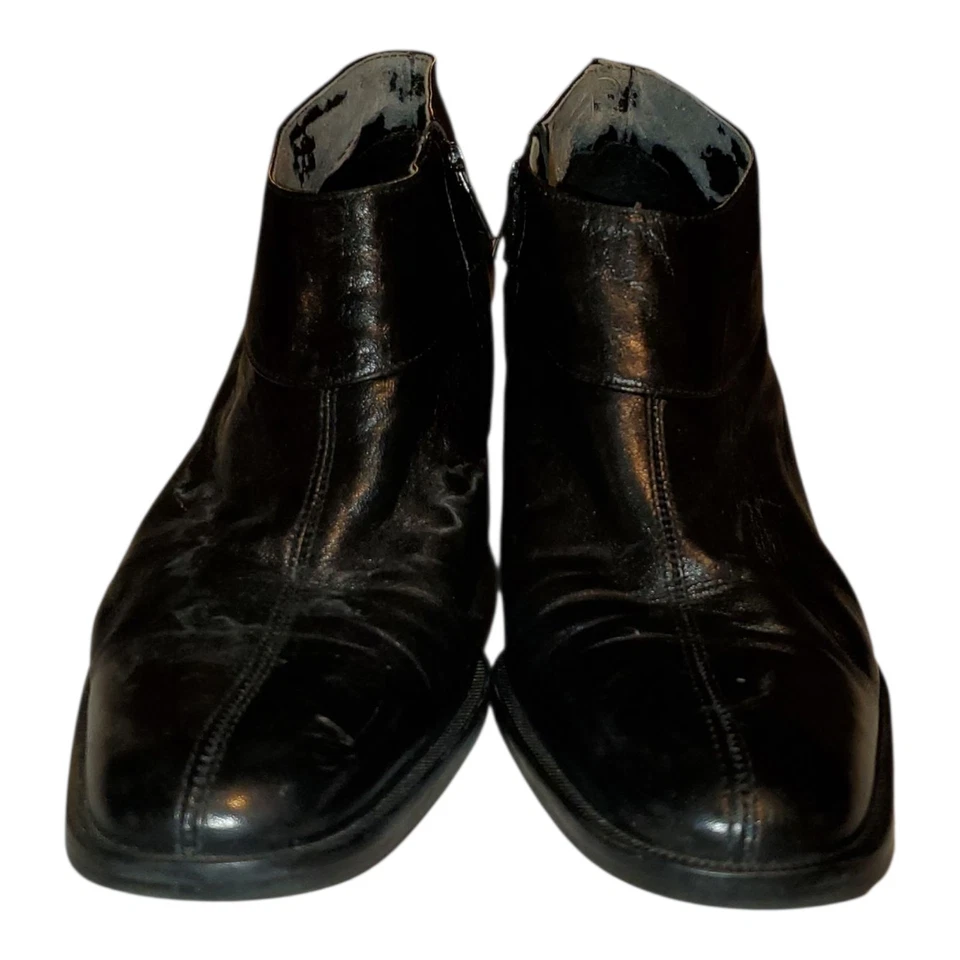 Mujer Etienne Aigner Lancer Cuero Negro Cremallera Botines Tacón. Talla 9,5M Foto 2 de 4