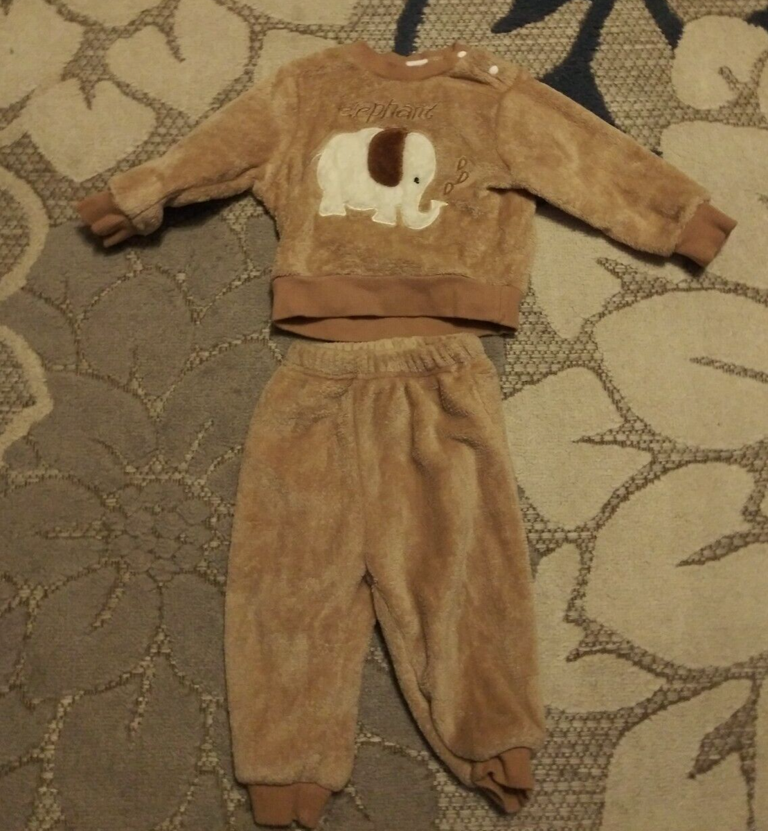 Shein 6/9m Brown with Elephant on Front Fuzzy and Soft Piece Outfit