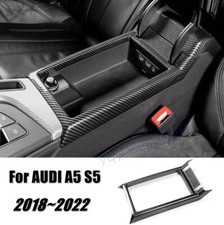 Caja de almacenamiento de consola central marco fibra de carbono ABS para Audi A5 S5 2018-2023