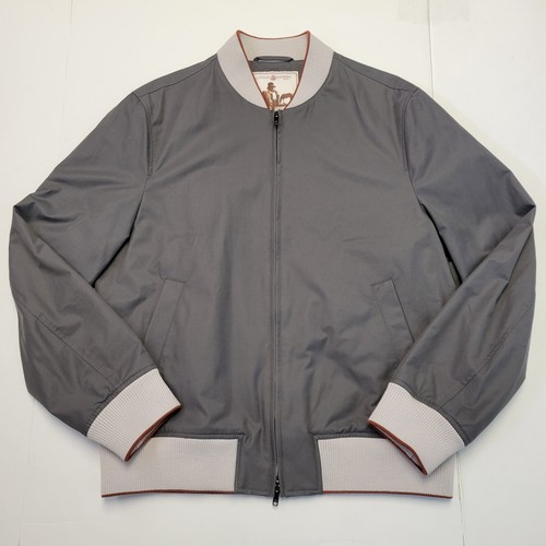 $1250 New LUCIANO BARBERA Baseball Jacket LARGE 42 EU 52 Gray Green COTTON Nylon - Picture 2 of 9