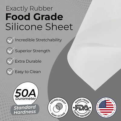 FDA Silicone Rubber Sheet, 50A, 1/32 x 36 x 18 Inch, Food Grade, Gasket Material