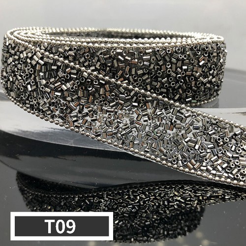 1m Rhinestone Trim Edging Hotfix Stone Beaded Ribbon Chain Iron on Applique Sew - Picture 20 of 30