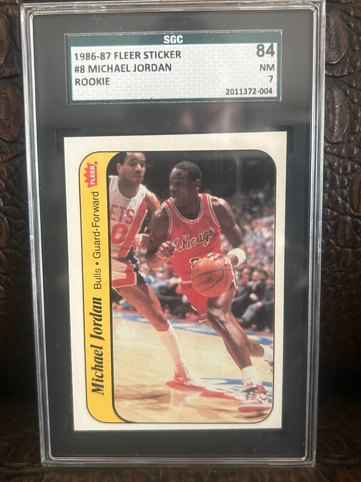 1986-87 FLEER STICKER MICHAEL JORDAN #8 SGC7