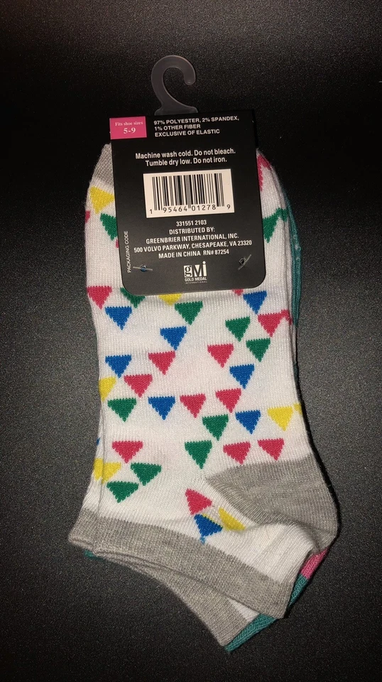 比佛利山庄 Polo Club ~ 2 双女士/女孩袜子 5-9 ~ 低帮 ~ Lamas ~ 三角形 — 第 2/2 张图片