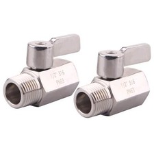 1/2" Stainless Mini Ball Valve Female x Male NPT Thread with Stainless Steel ...
