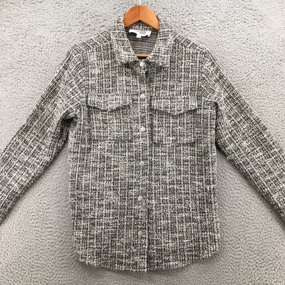 Chaqueta Blazer BB Dakota Steve Madden Tweed Mujer Gris Mediana Abotonada Informal Foto 2 de 4