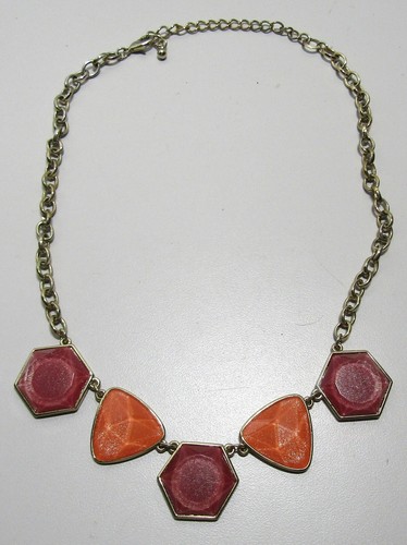 Faceted geometric necklace choker 18" Retro Look #13 - Picture 2 of 3