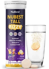 NuBest Tall Fizzy for Kid Age 4+ with Probiotic, Calcium, Vitamin, Orange Flavor